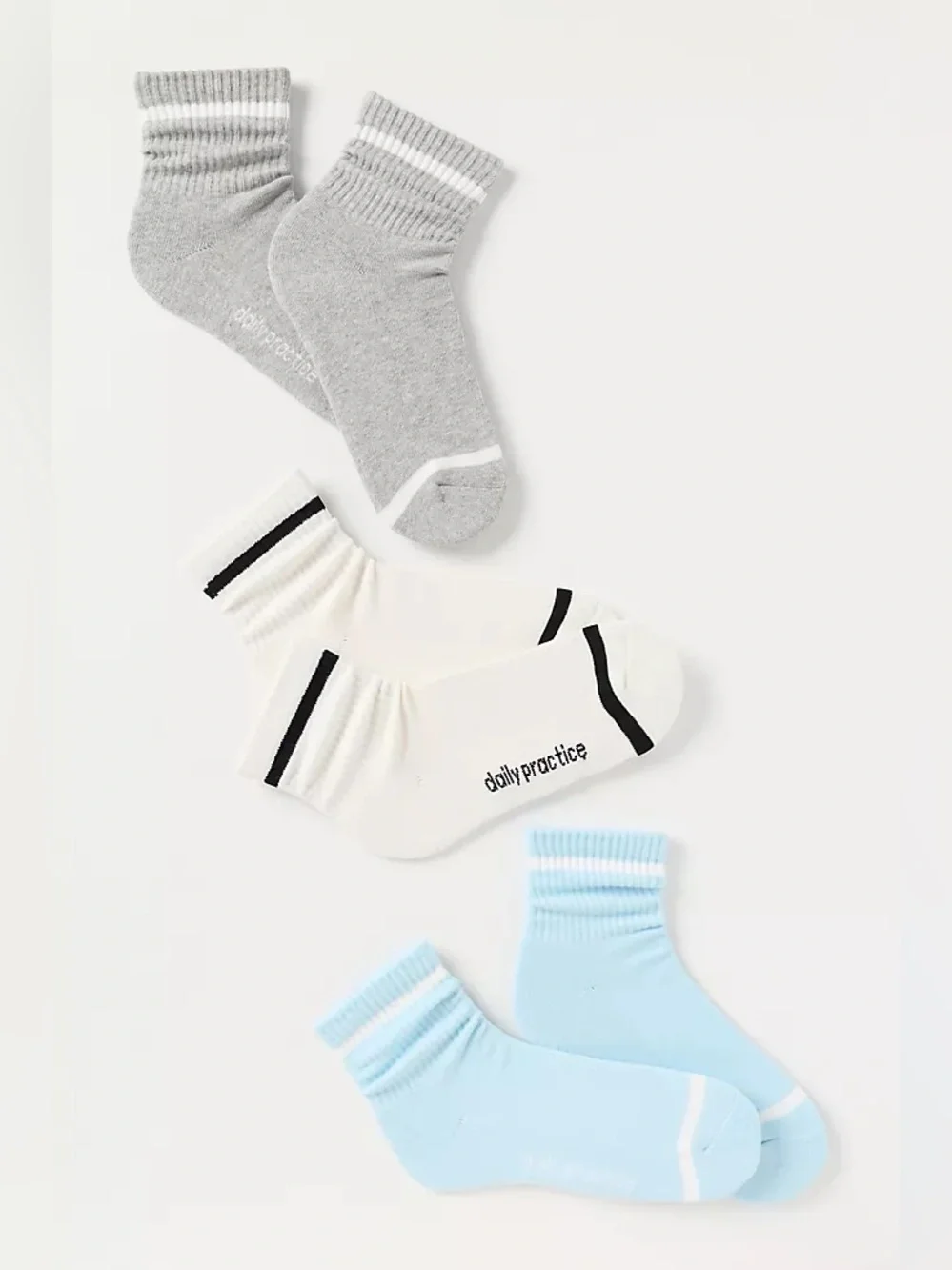 Daily Practice Stripe Crew Socks, Set of 3